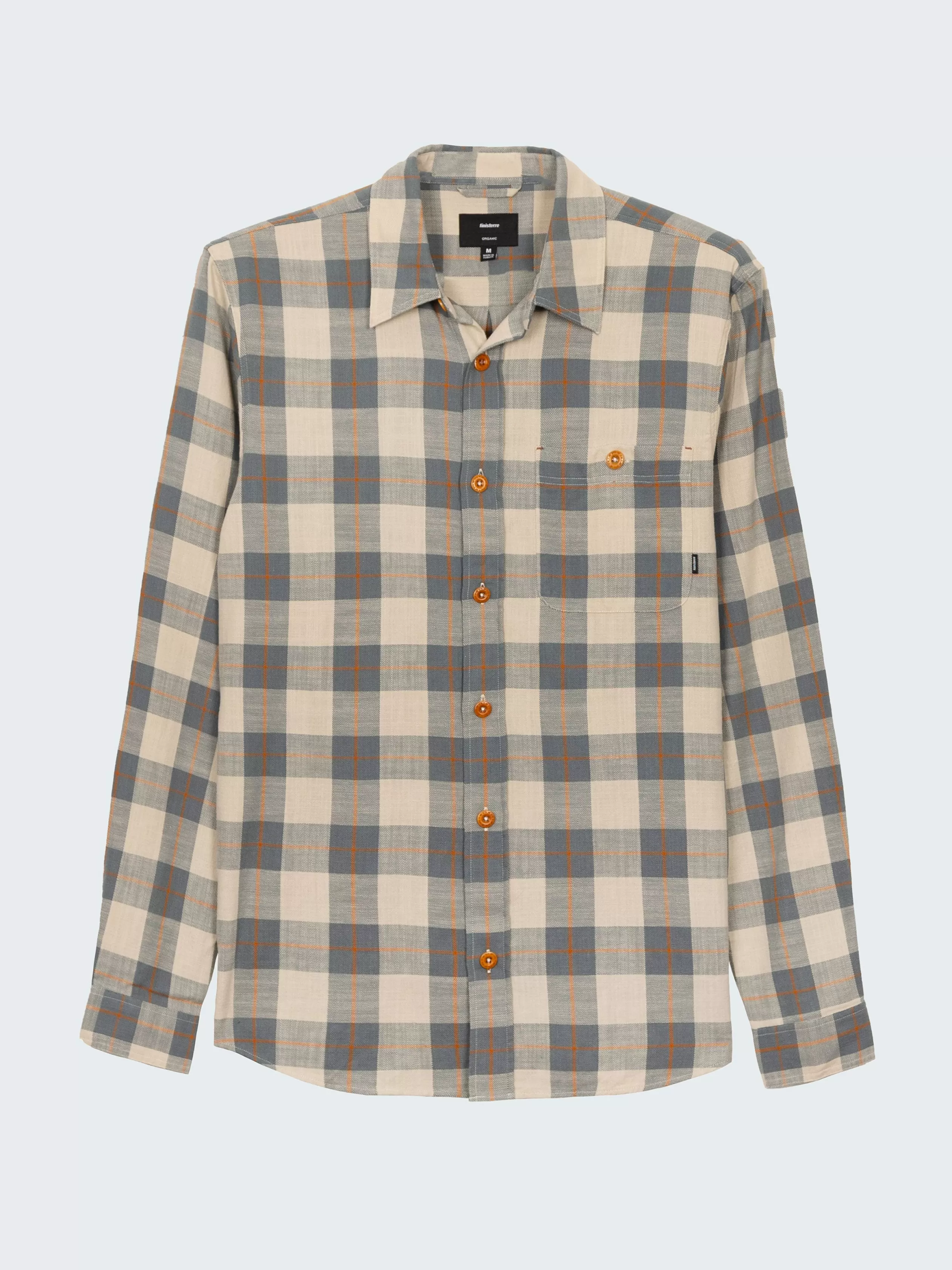 Finisterre Organic cotton checked shirt in deep sea blue< Shirts