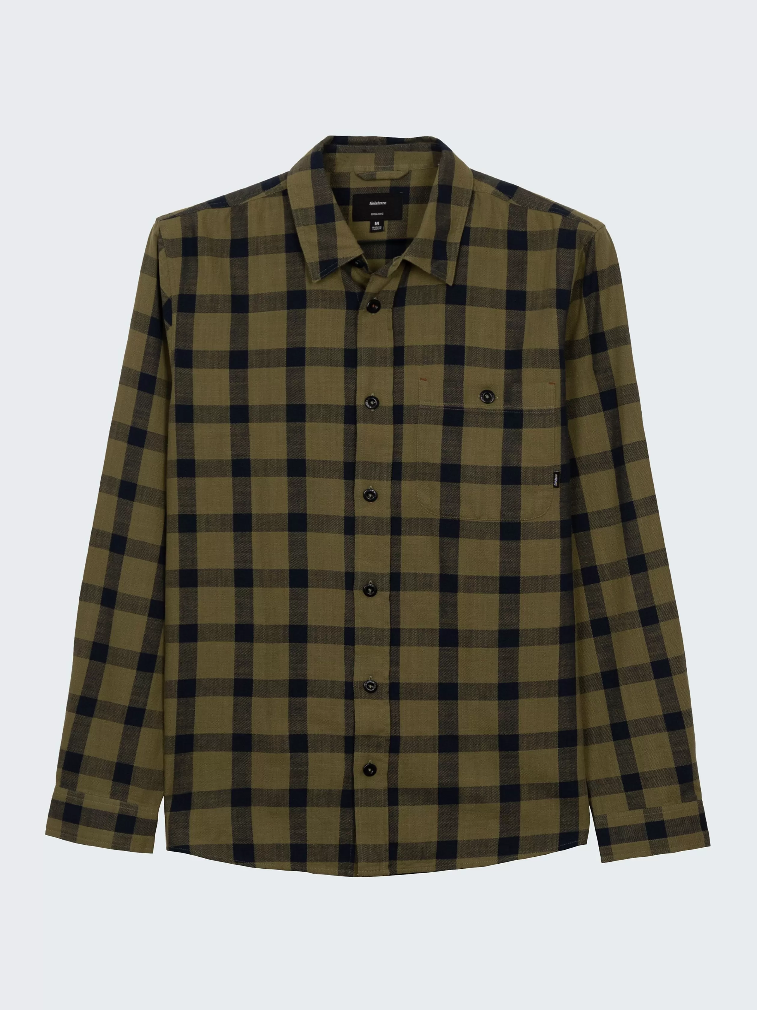 Finisterre Organic cotton checked shirt in moss green< Shirts