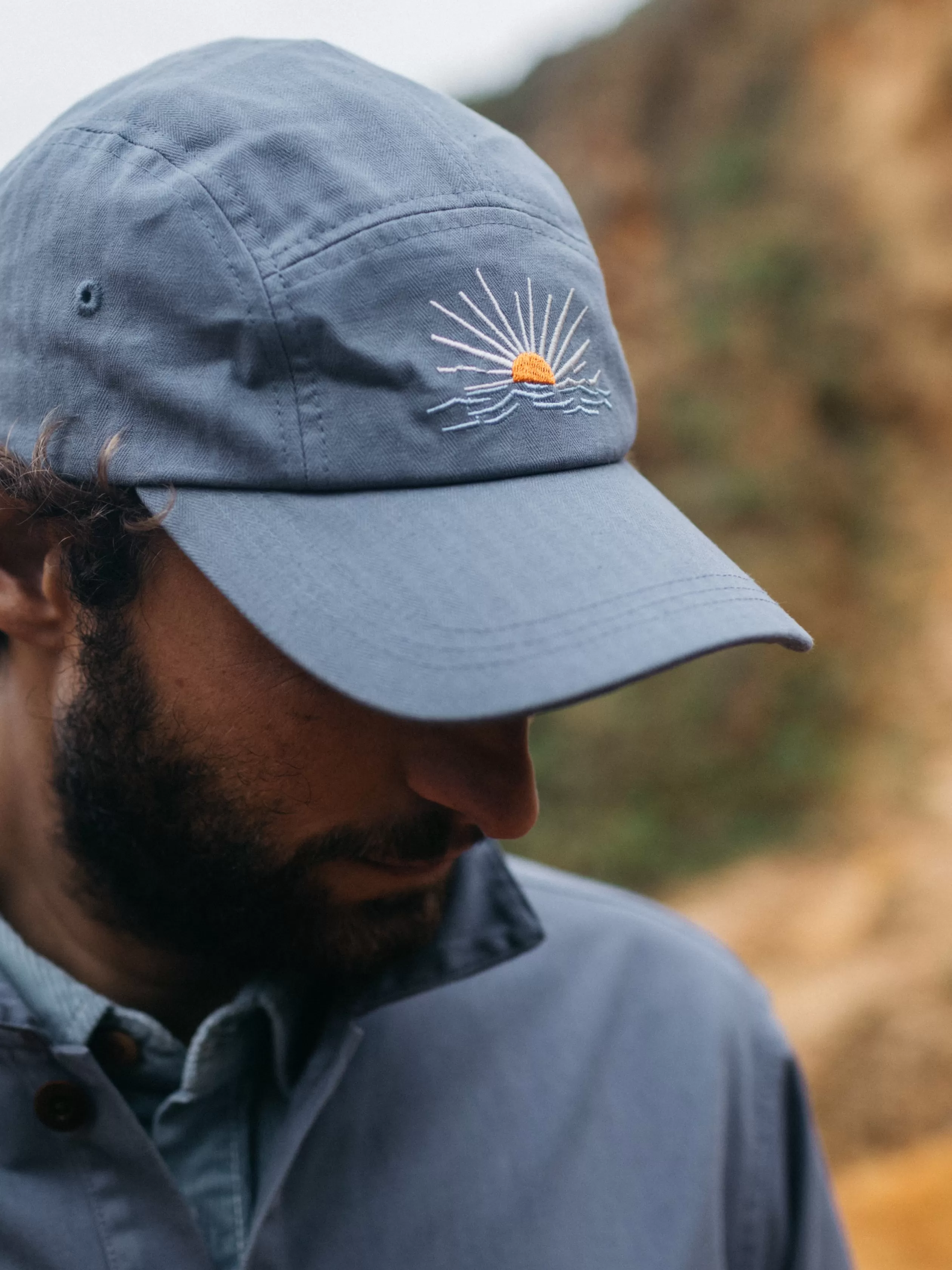 Finisterre Organic cotton embroidered cap in ozone blue<Women Hats & Beanies | Hats & Beanies