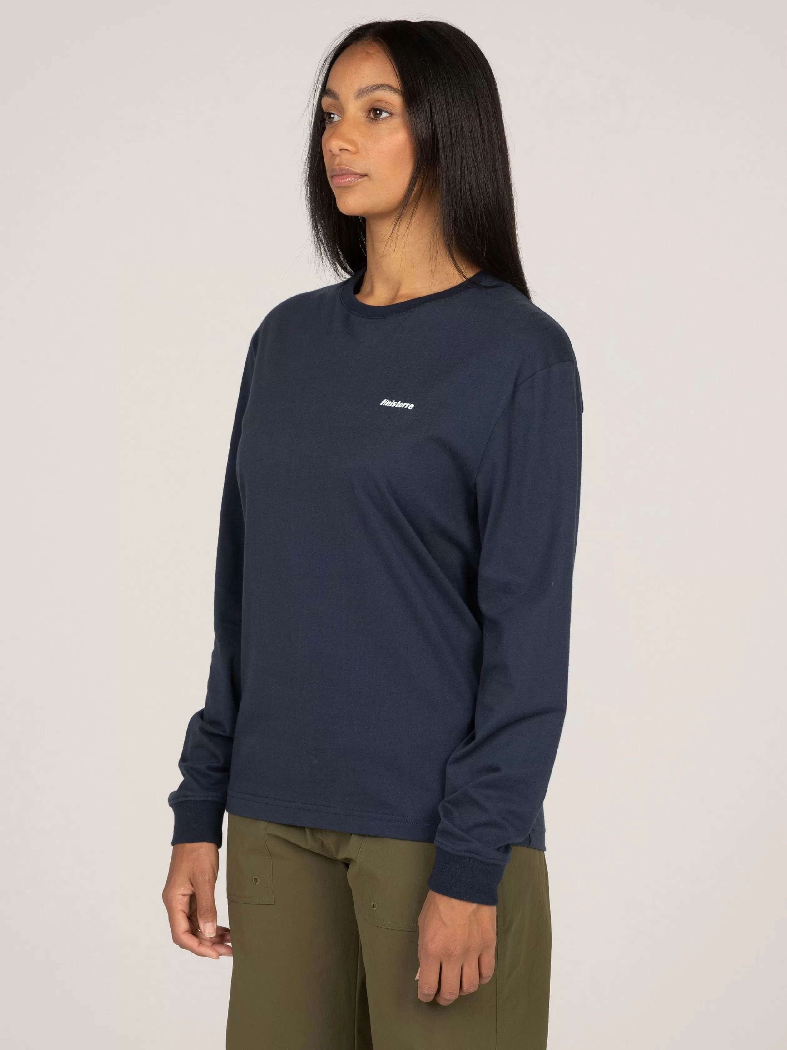 Finisterre Organic cotton long sleeved T-shirt in blue<Women Tops & T-Shirts