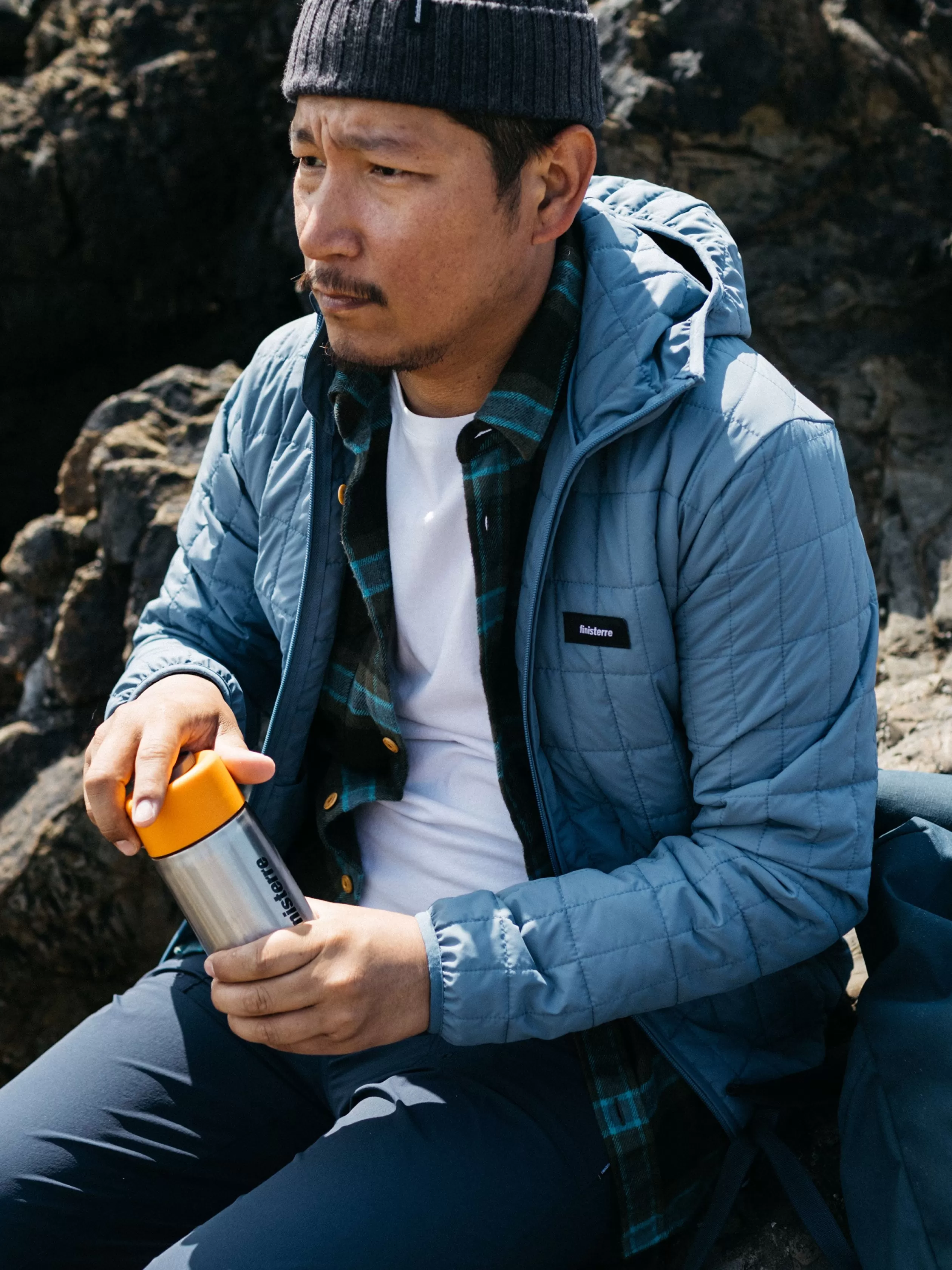 Finisterre Recycled lightweight hooded jacket in blue< Jackets, Coats & Gilets